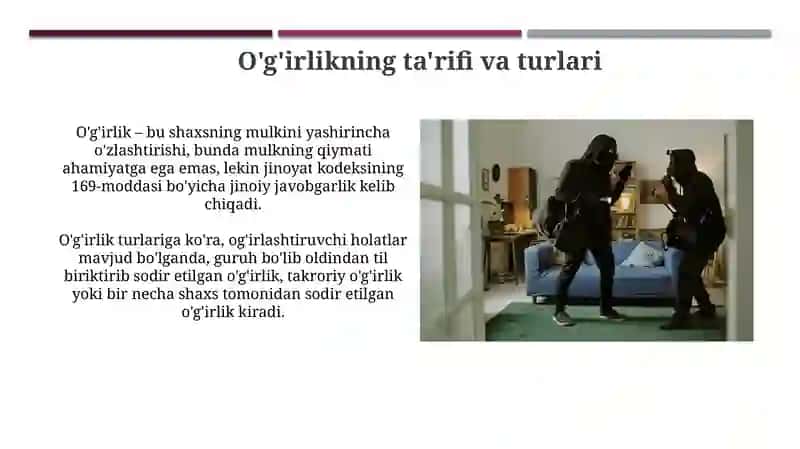 O'g'irlikning ta'rifi va turlari 3