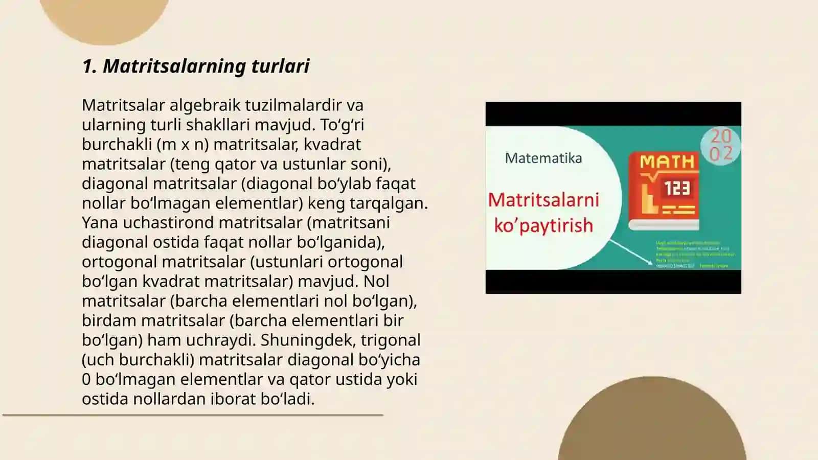 Matritsalar va detirminantlar 3