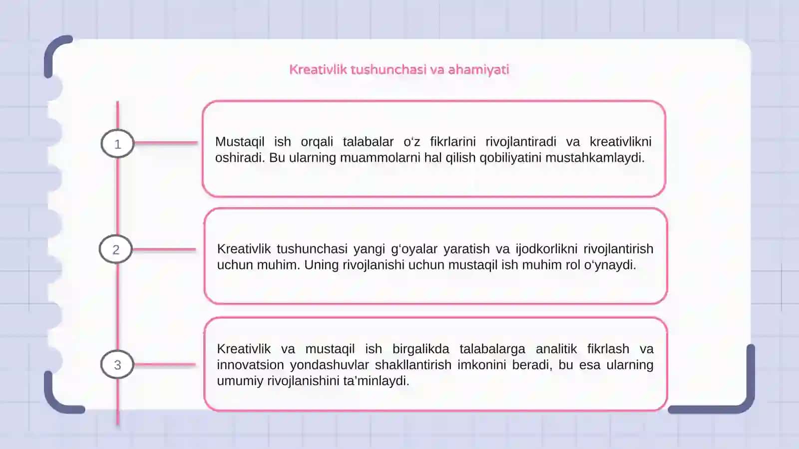 Kerativlikkga o'rgatishda mustaqil ishning urni 3