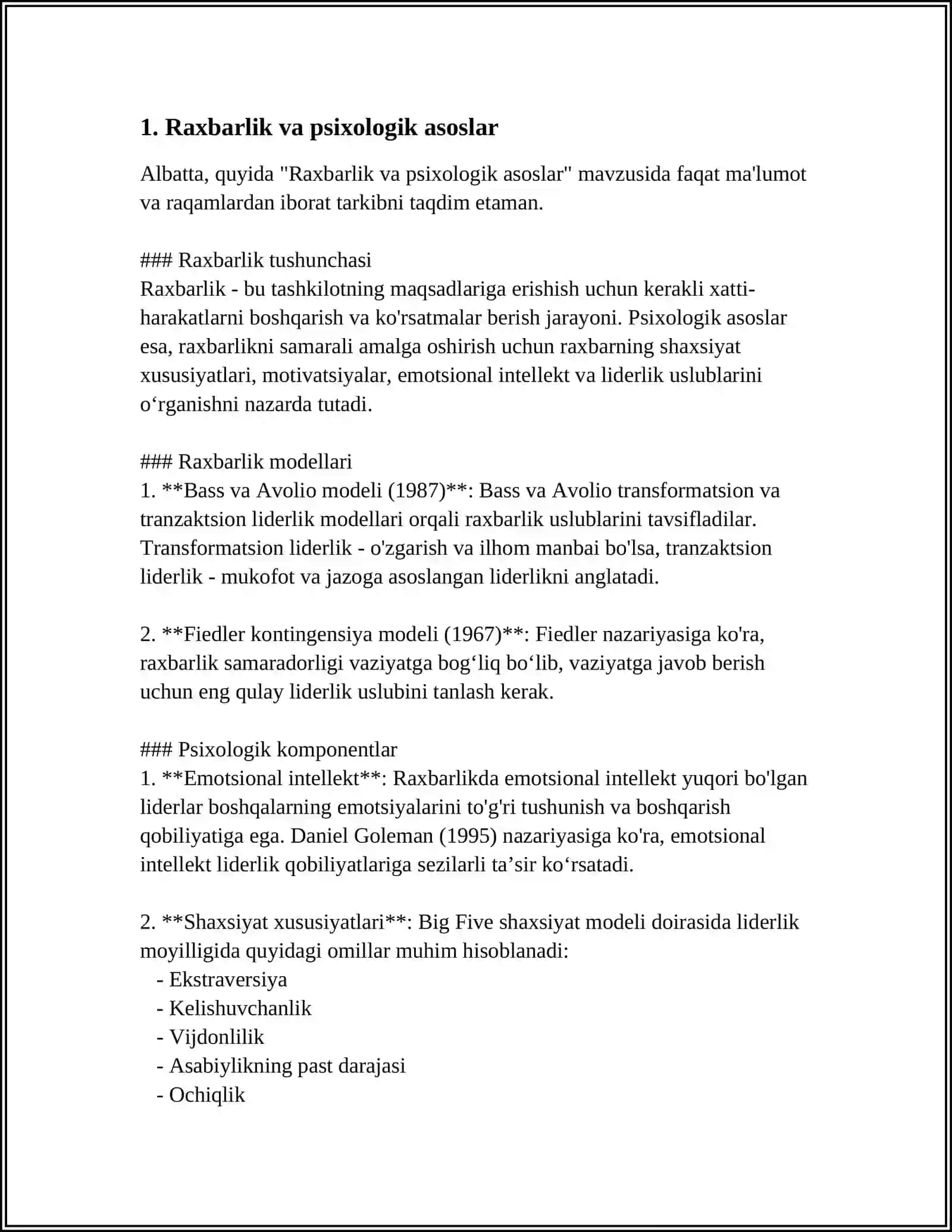 RAHBARLIK PSIXOLOGIYASI VA LIDERLIK 3