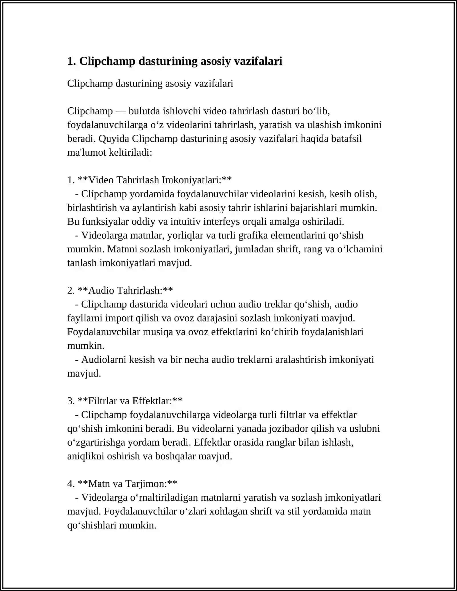 CLIPCHAMP DASTURI VA UNING IMKONIYATLARI 3