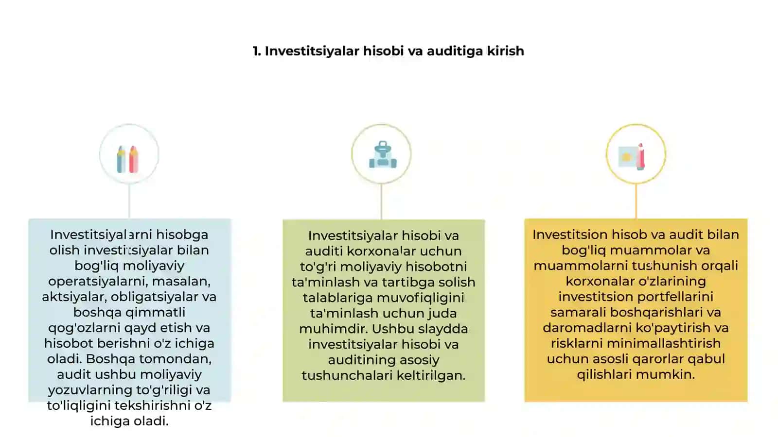 Investitsiya hisobi va auditining muomolari 3