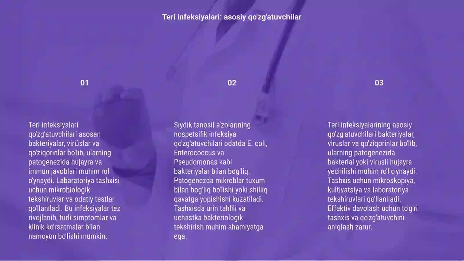 Teri infeksiyalari qo'zg'atuvchilari, patogenez, labaratoriya tashxisi 3