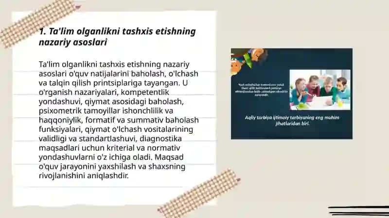 Ta'lim olganlikni tashxis etish 3