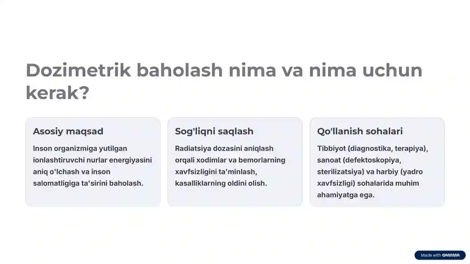 Yutilgan nurlar energiyasini dozimetrik baholash 3
