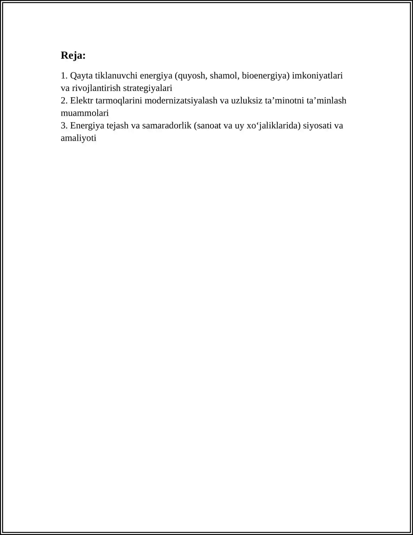 O‘ZBEKISTONDA ENERGETIKA SANOATINI RIVOJLANTIRISH ISTIQBOLLARI VA MUAMMOLARI 3