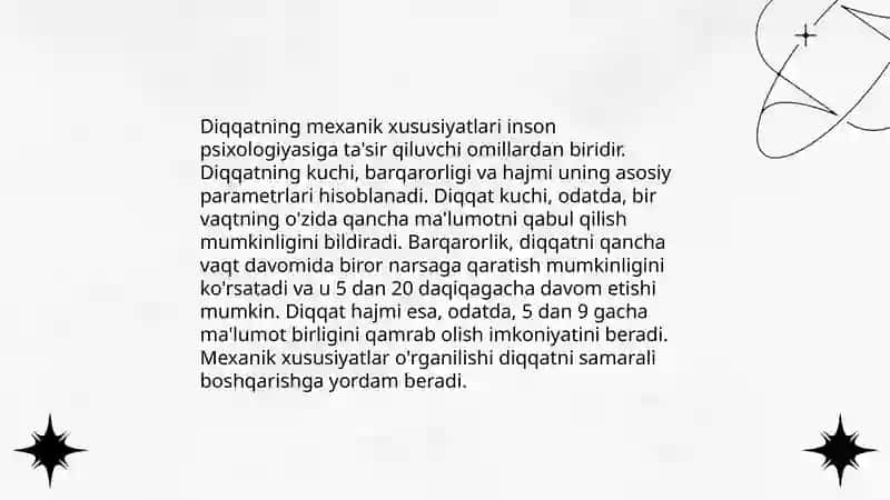 Diqqat xususiyatlari 3