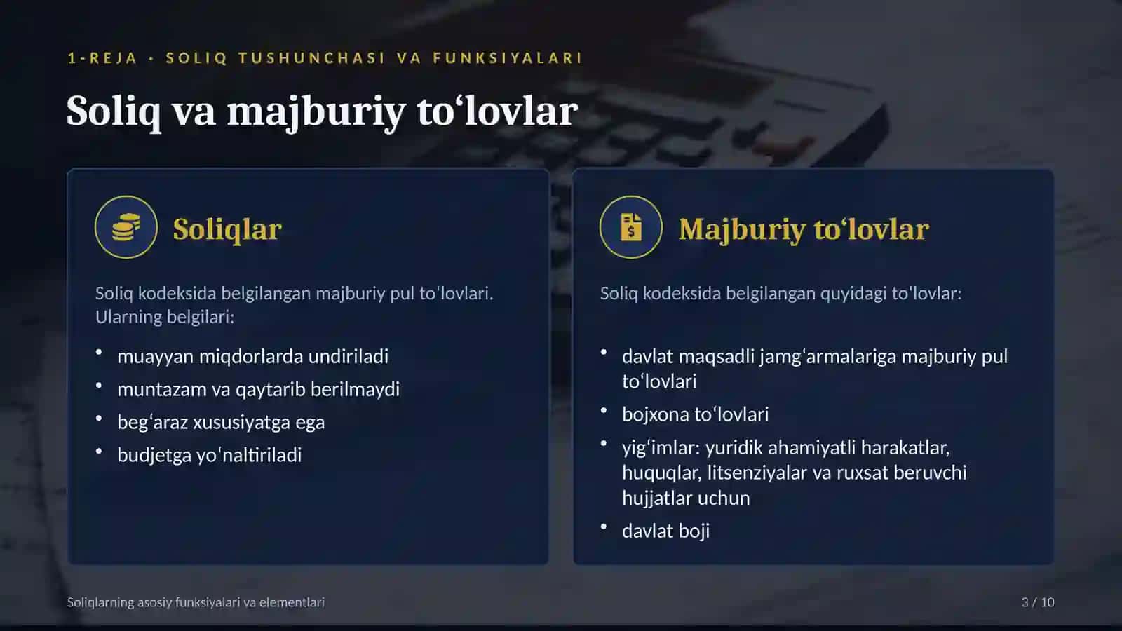 Soliqlarning asosiy funksiyalari va elementlari 3