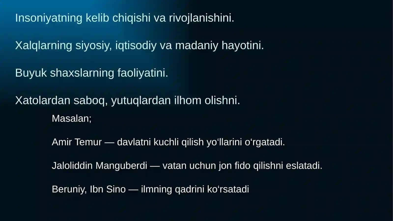 O‘zbekistonning eng yaxshi tarixi fanidan taqdimot 3