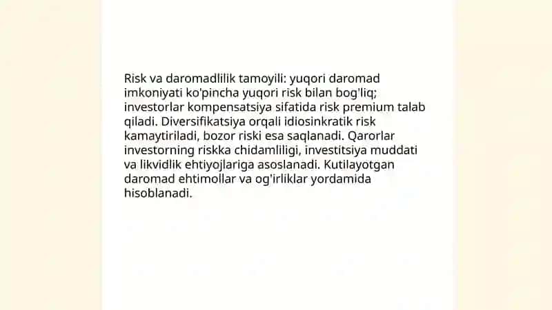 Risk va daromadlilik 3