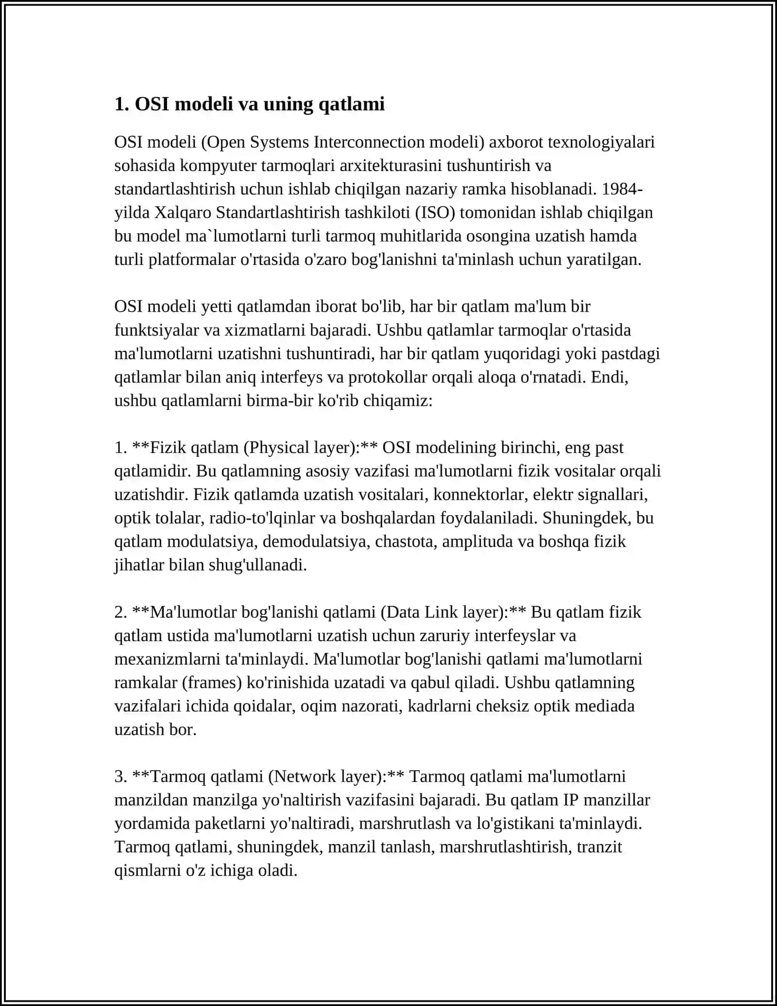 KOMPYUTER TARMOQLARINING ASOSIY PROTOKOLLARI 3