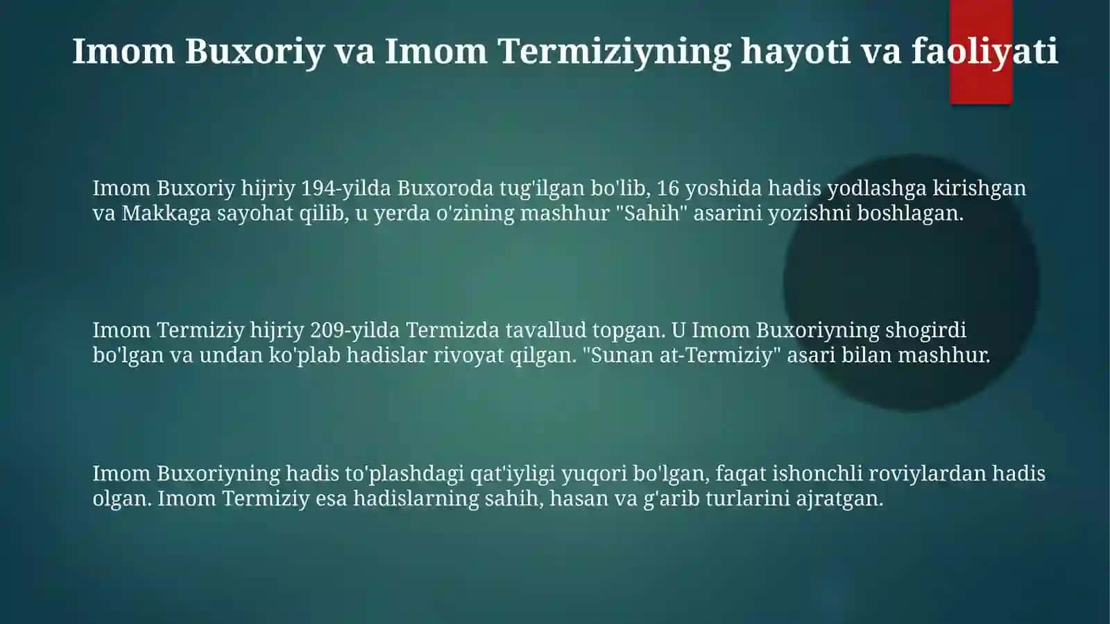 Imom Buxoriy va Imom Termiziyning hadisilari 3