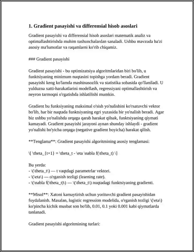 MASHINALI O‘QITISH ALGARITMLARIDA DIFFERENSIAL HISOB TATBIQLARI 3