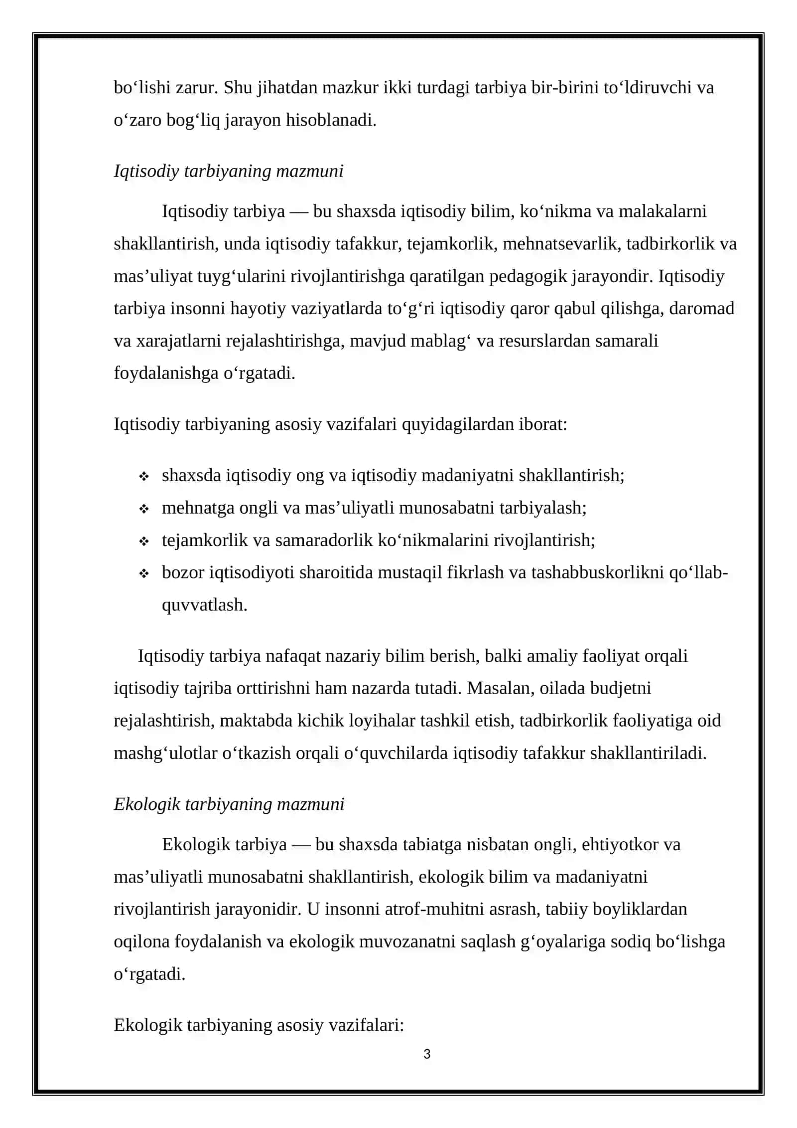 Iqtisodiy tarbiya. Ekologik tarbiya 3