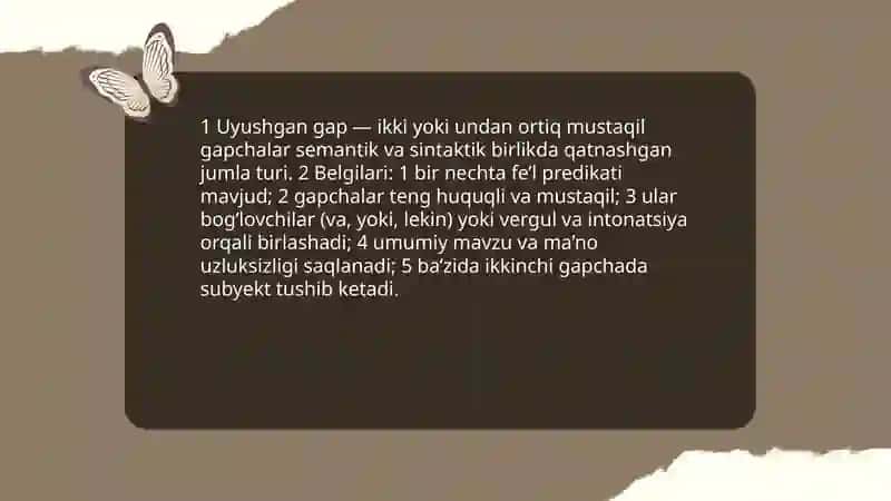 Uyushgan gapning matnda qo'llanishi 3