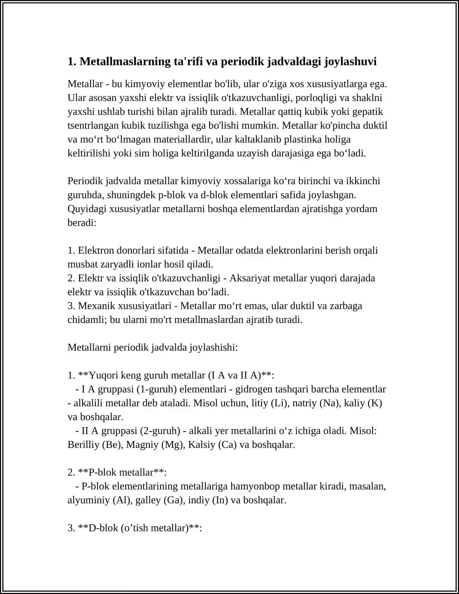 METALLMASLAR VA ULARNING XOSSALARI 3