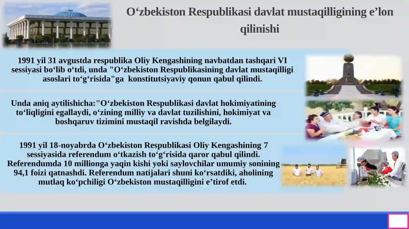 O‘zbekiston Respublikasi davlat mustaqilligining e’lon qilinishi 3