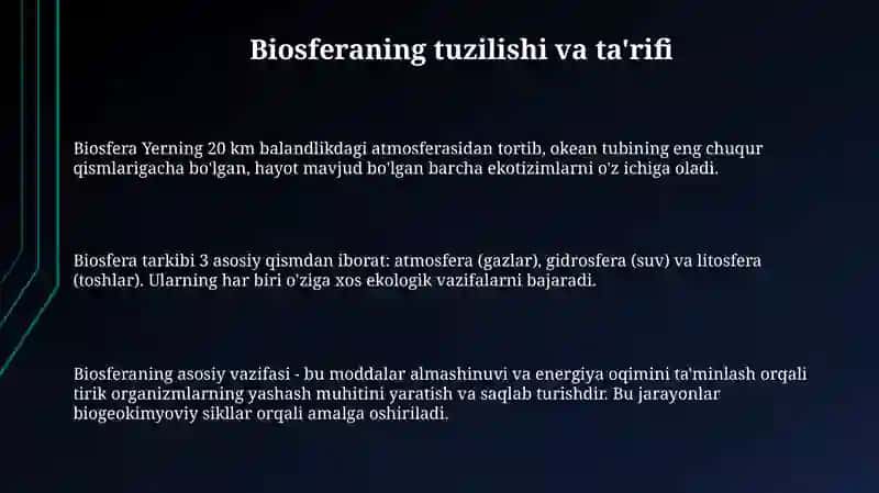 Biosfera. Tuzilishi va vazifasi 3