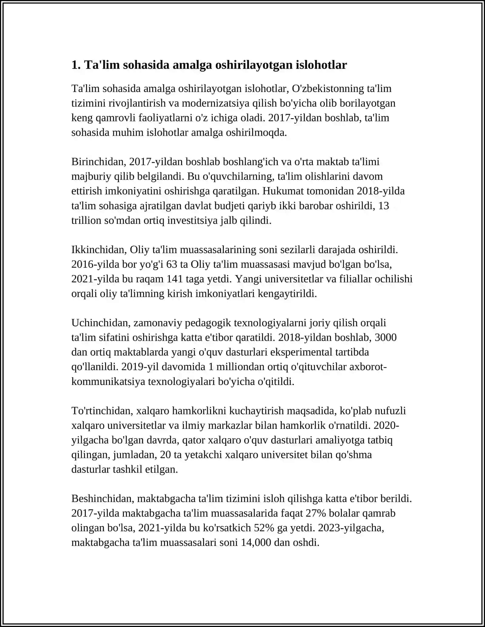 OZBEKISTONDA IJTIMOIY SOHADA AMALGA OSHIRILAYOTGAN OZGARISHLAR MAZMUN VA MOHIYATI 3
