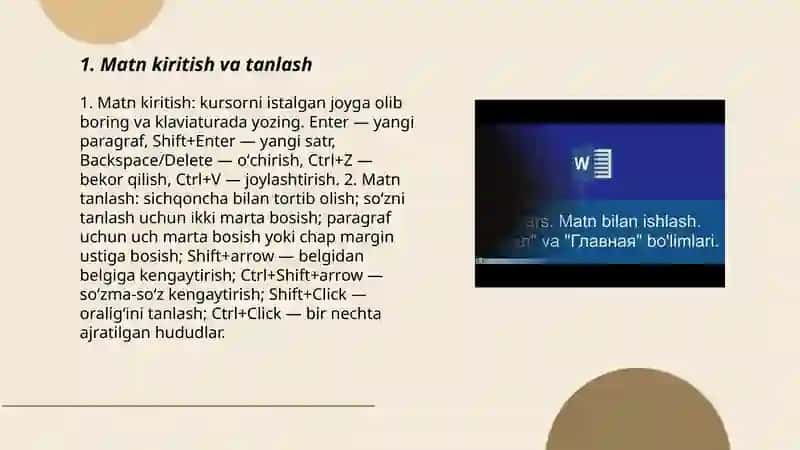 Word dasturida matn bilan ishlash 3