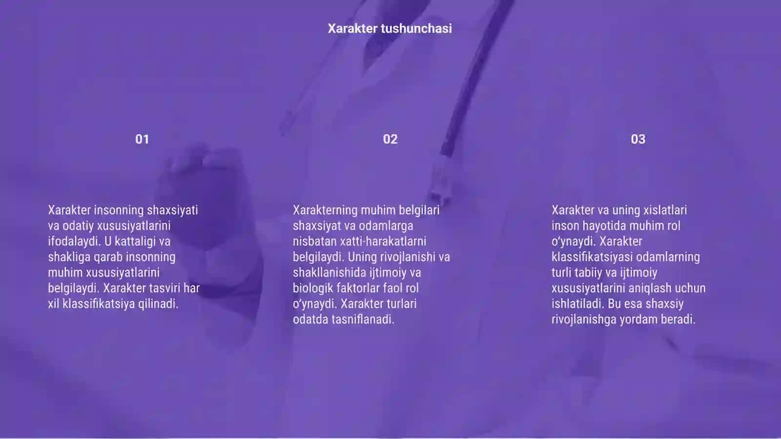 Xarakter va uning xislatlari klassifikatsiyasi 3