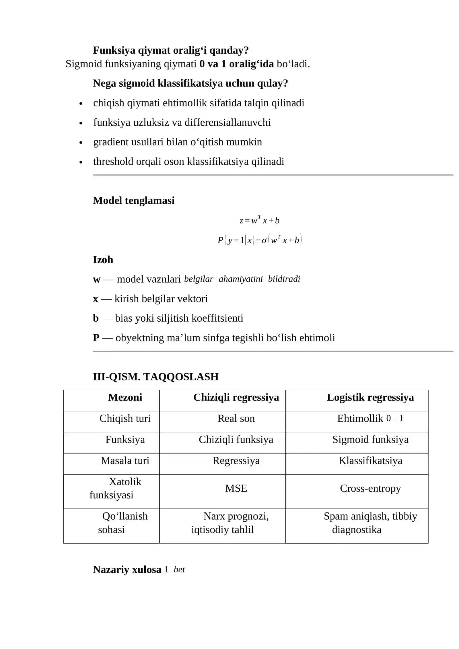 Logistik regressiya va uning nazariy asoslari 3