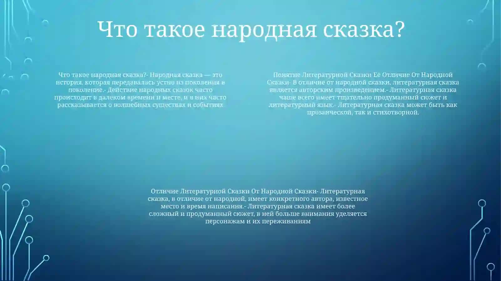 Понятие Литературной Сказки Её Отличие ОтНароднойСказки 3