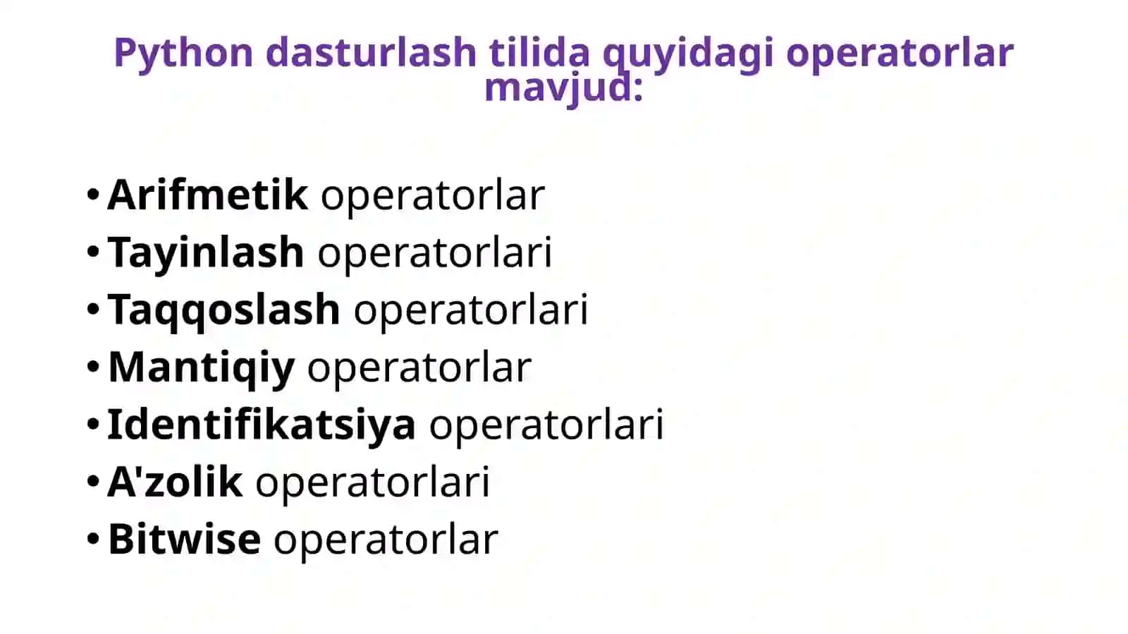Operatorlar va ifodalar. 3