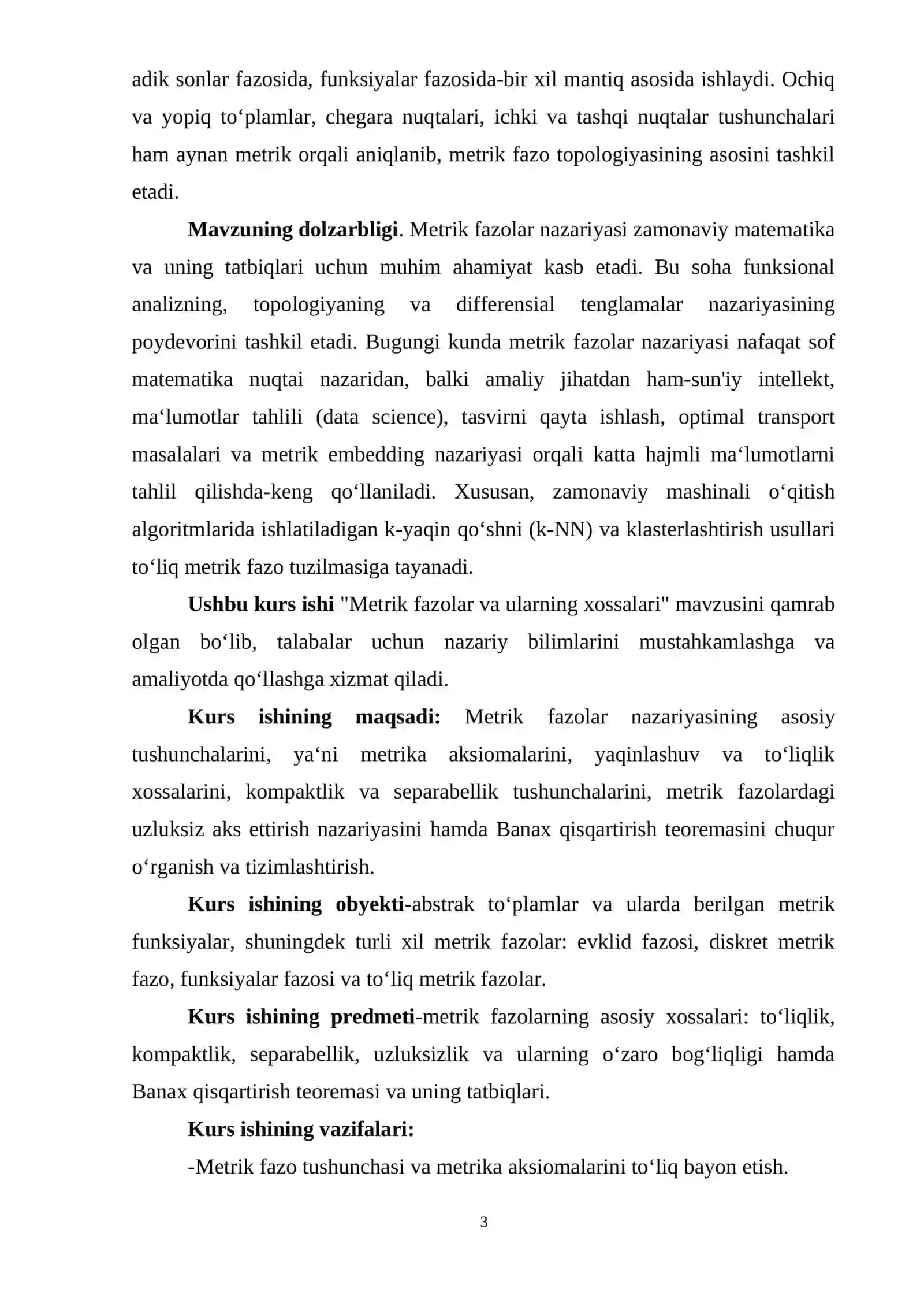 Metrik fazolar va ularning xossalari 3