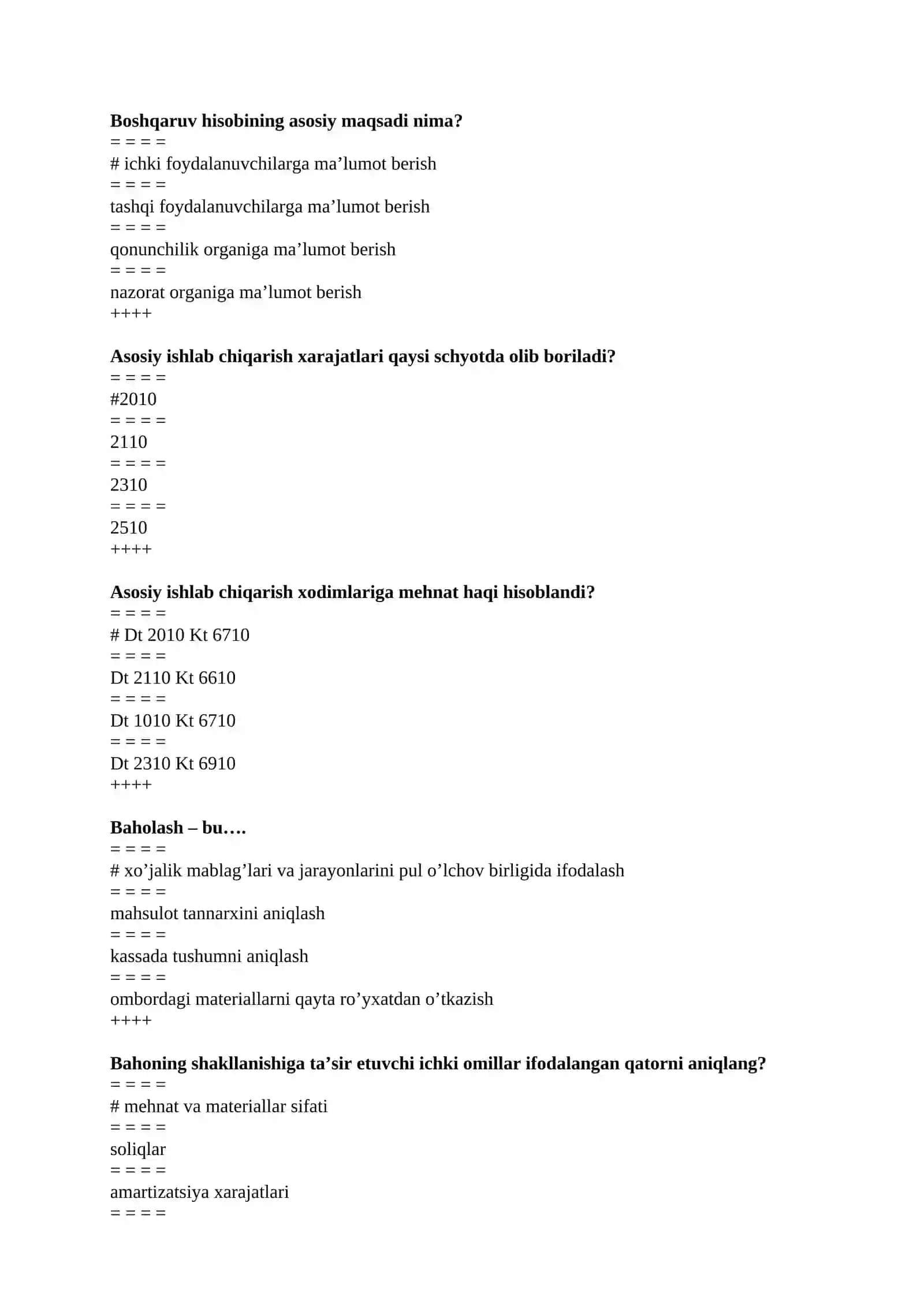 Bоshqaruv hisоbi fanidan test 3