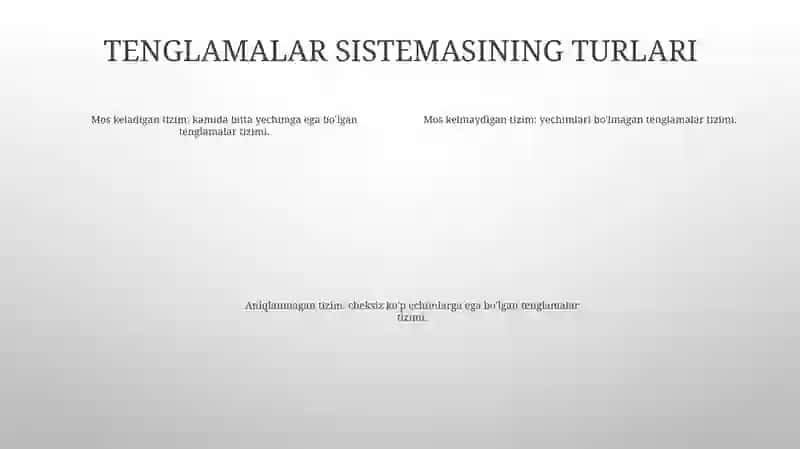 Tenglamalar Sistemasi 3