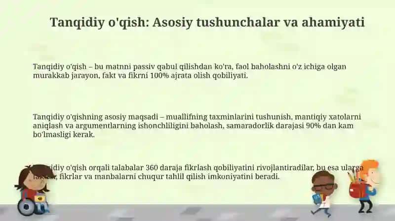 Tanqidiy o'qish va samarali amalga oshirish omillari 3