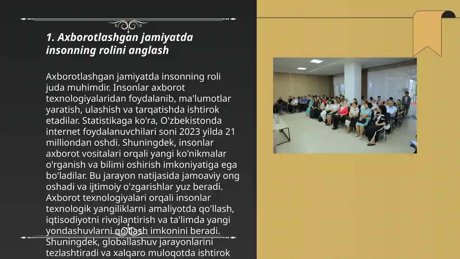 Axborotlashgan jamiyatning o'ziga xos jihatlari 3