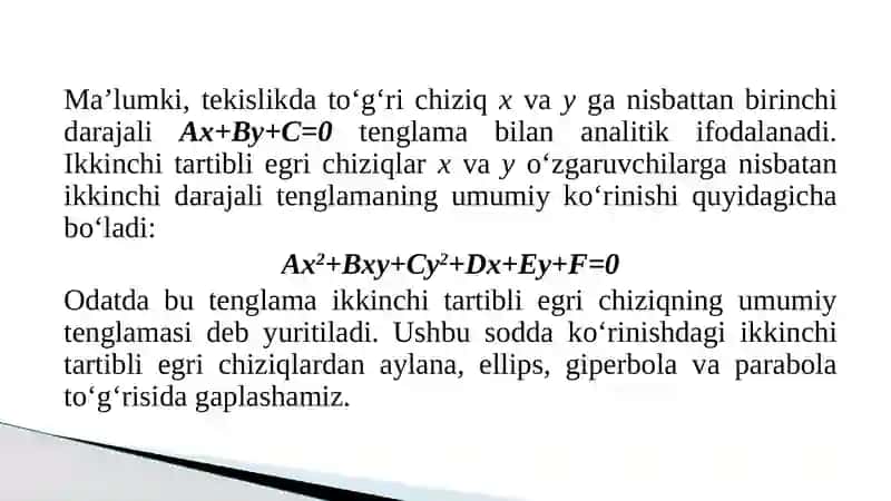 Ikkinchi tartibli egri chiziqlar 3