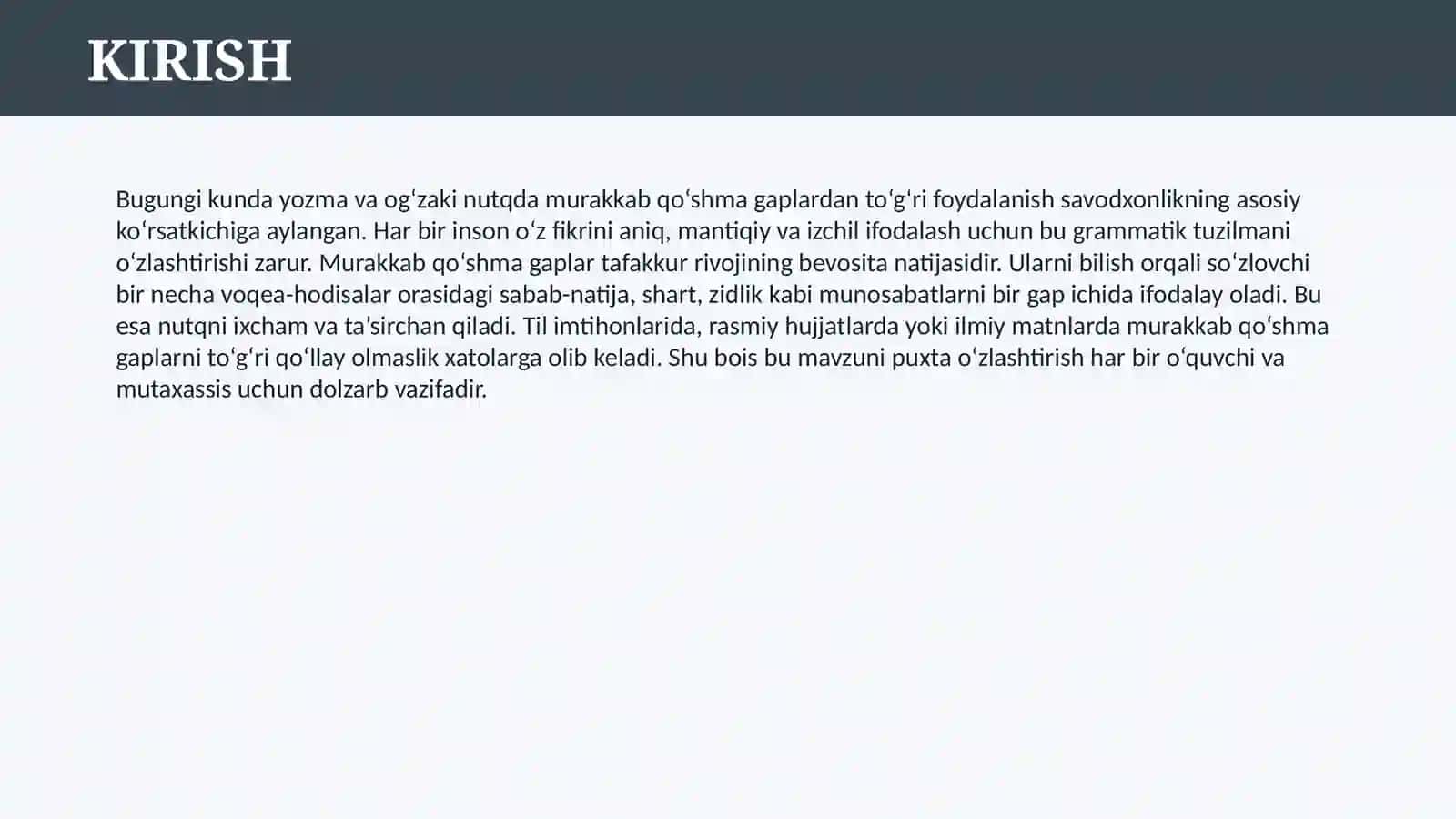 MURAKKAB QO'SHMA GAPLAR 3