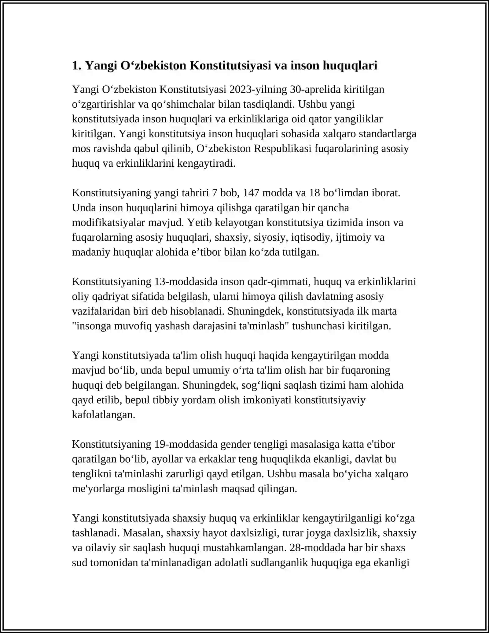 YANGI ÓZBEKISTONDA INSON HAQ-HUQUQLARI VA ERKINLIKLARI KAFOLATINING YARATILISHI 3