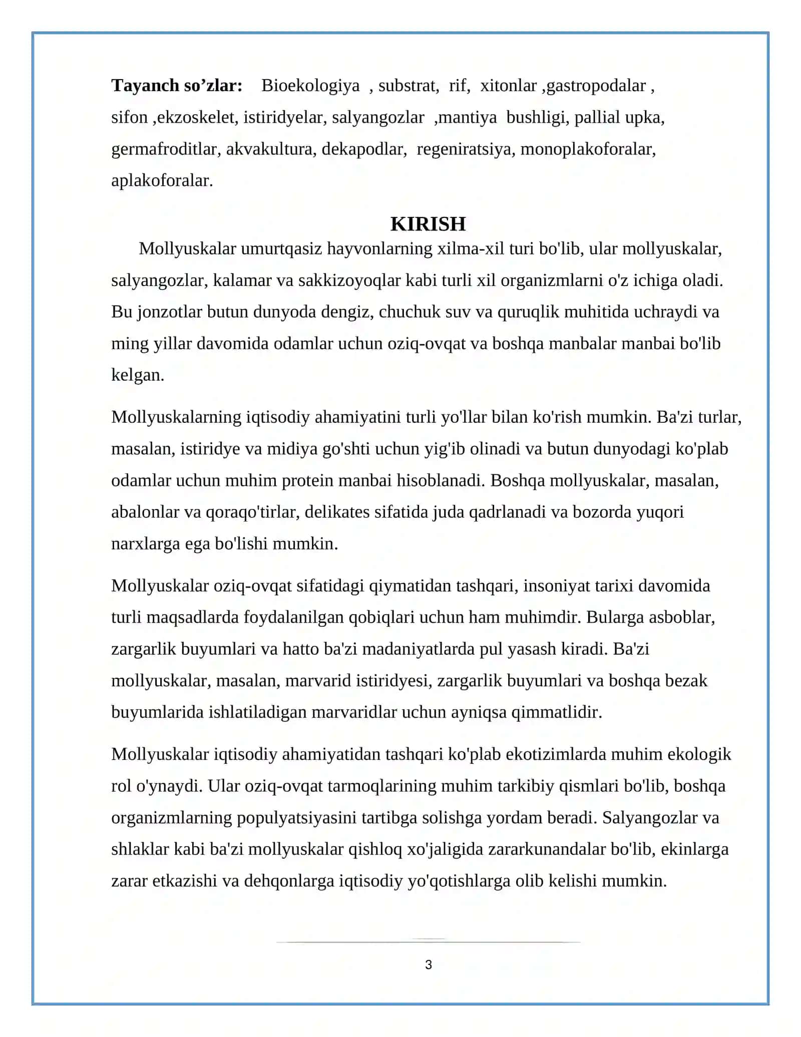 Ovlanadigan mollyuskalar,asosiy turlarining iqtisodiy ahamiyati 3
