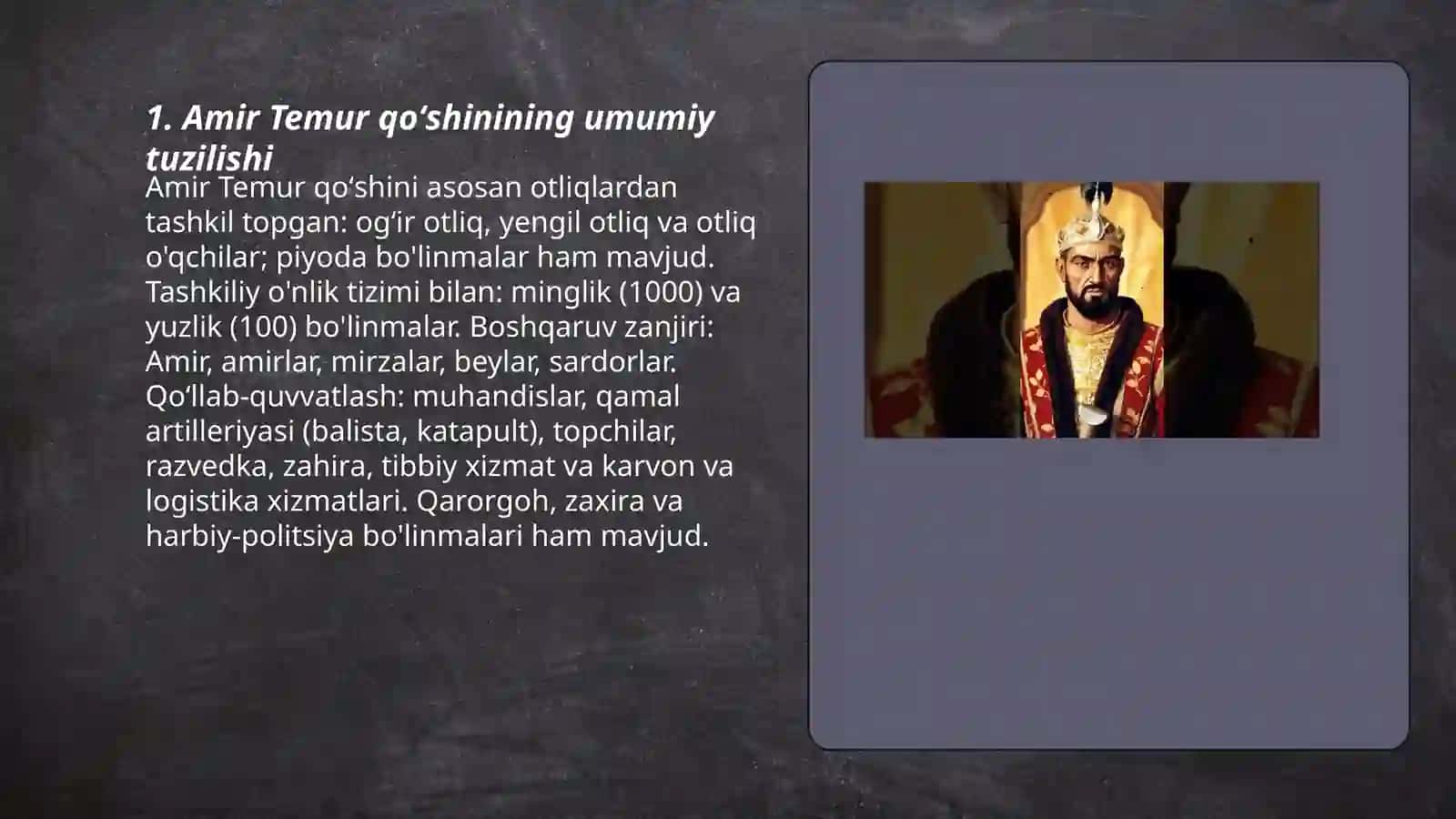 Amir Temur Qoʻshin tuzlishi 3