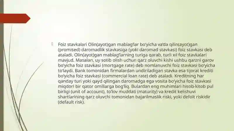Foiz Stavkalari 3