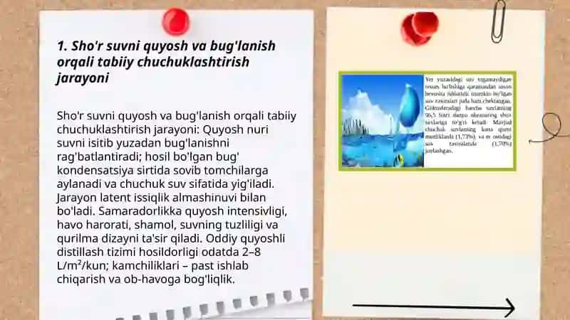 Sho'r suvni tabiiy sharoitda chuchuklashtirish 3