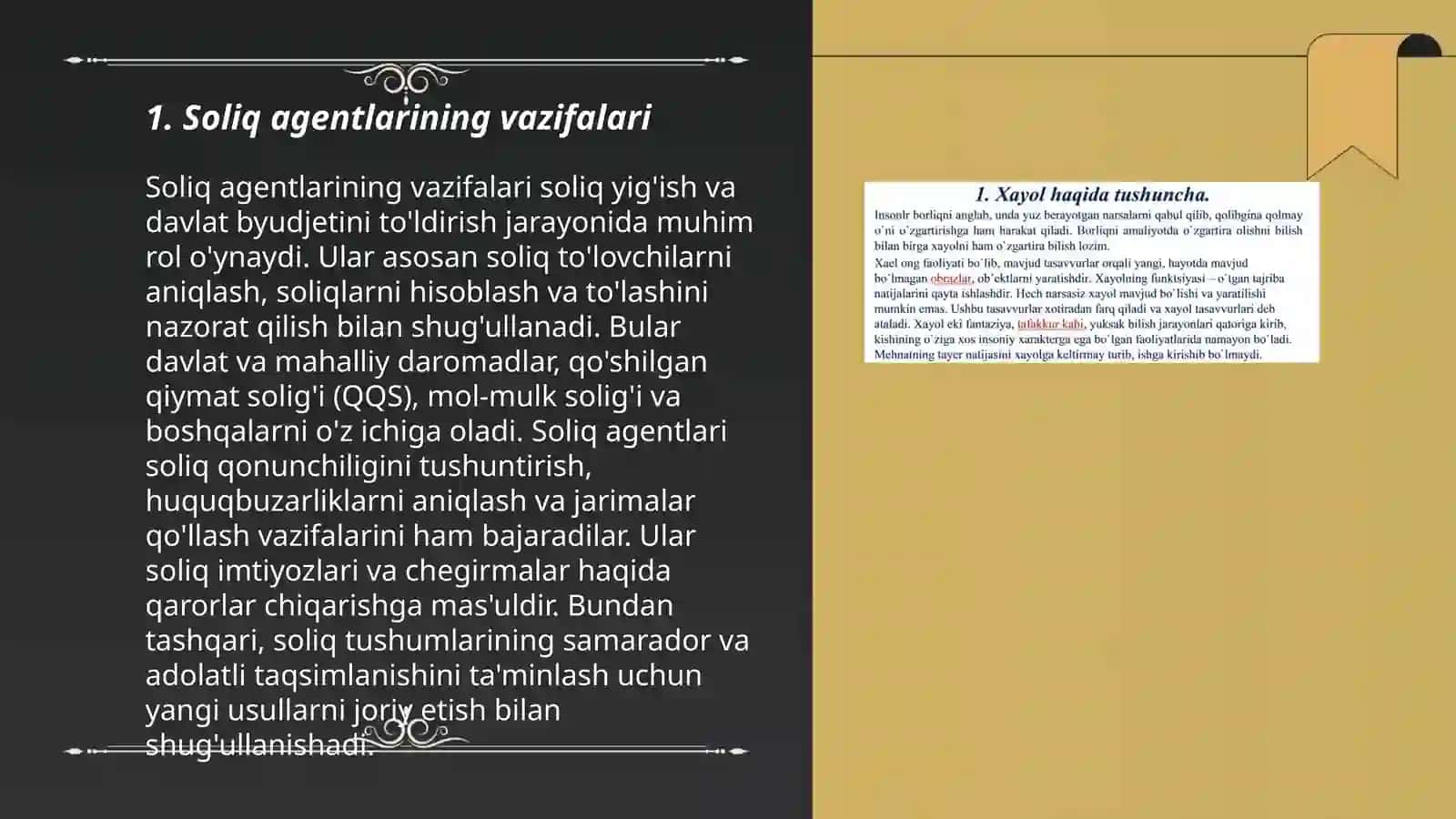 Soliq agentlarining vazifalari 3