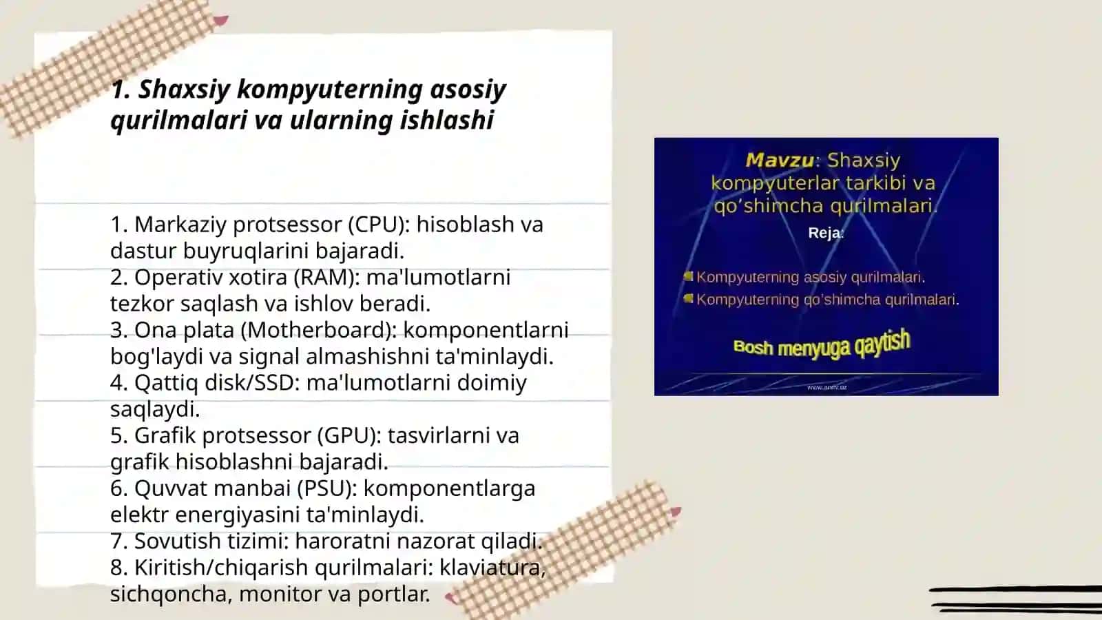 Shaxsiy kompyuterda foydalanuvchi darajasida ishlash 3