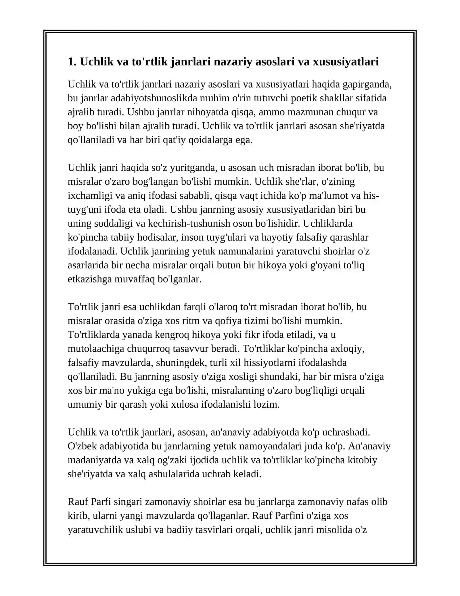 UCHLIK VA TO'RTLIK JANRLARI TAHLILI 3