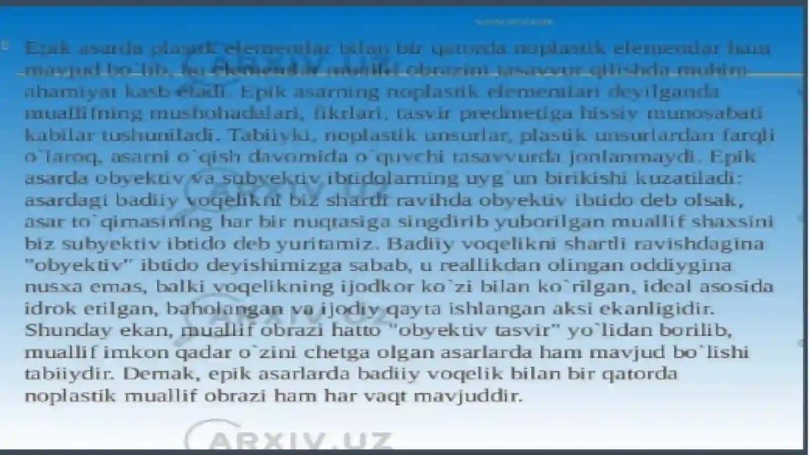 Epos va epik asarlar. Lirika va lirik janrlar. 3