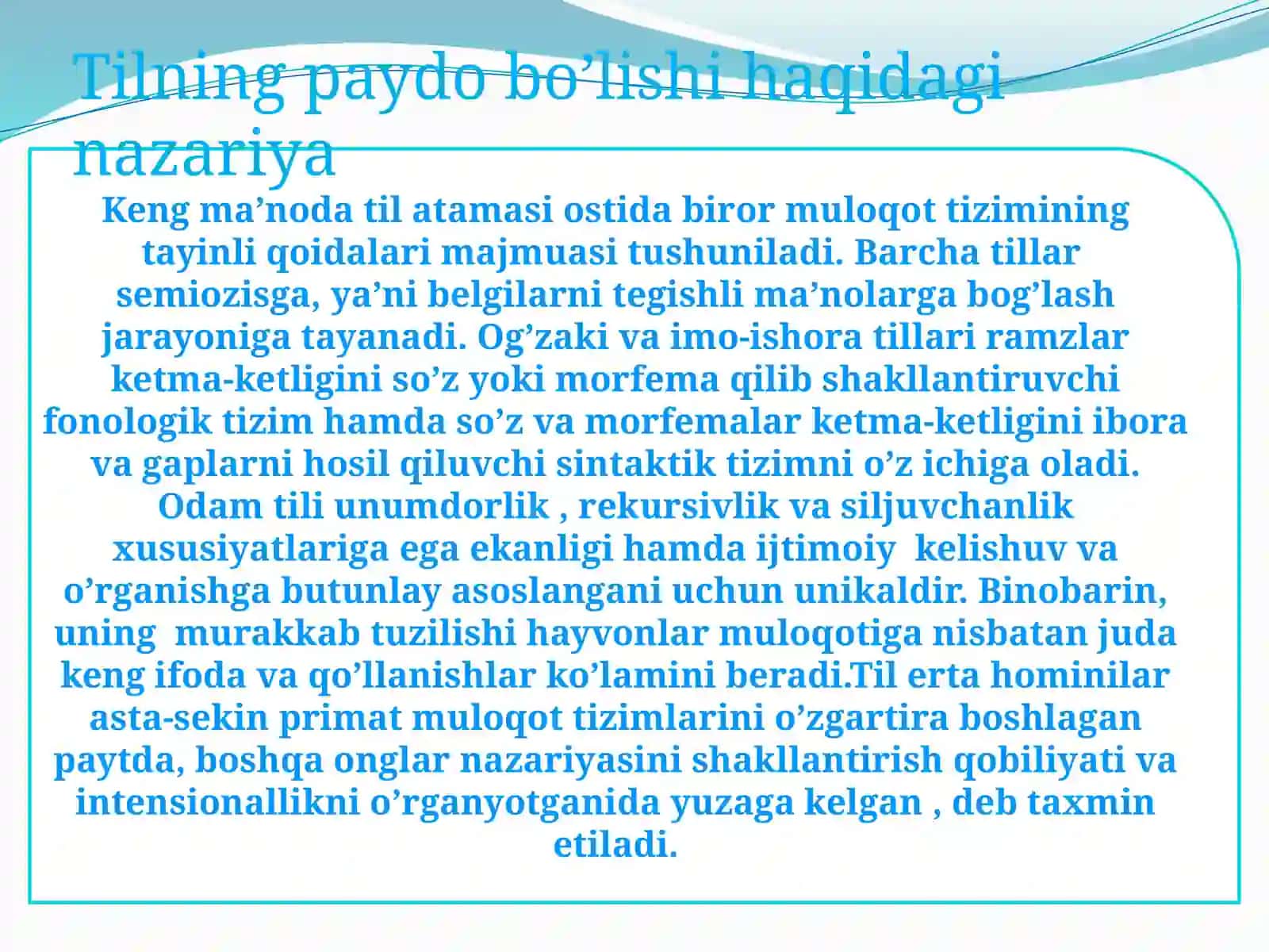 Tilning paydo bo'lishi haqida nazariya 3