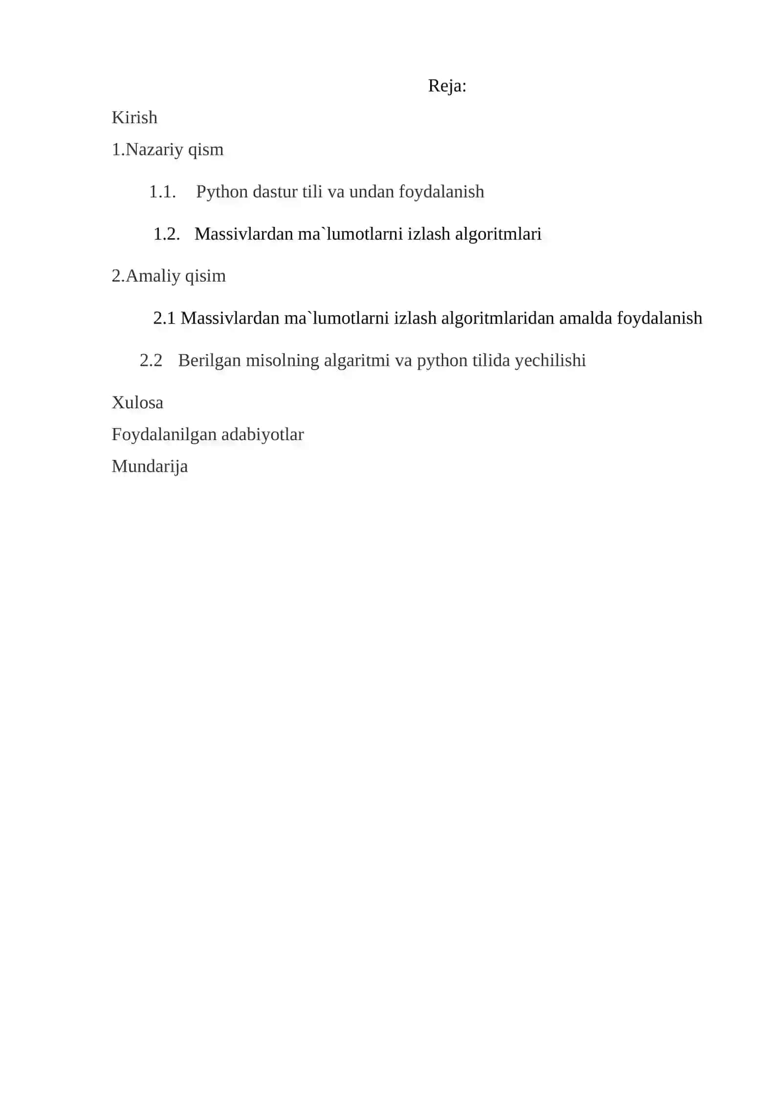 Massivlardan ma`lumotlarni izlash algoritmlari 3