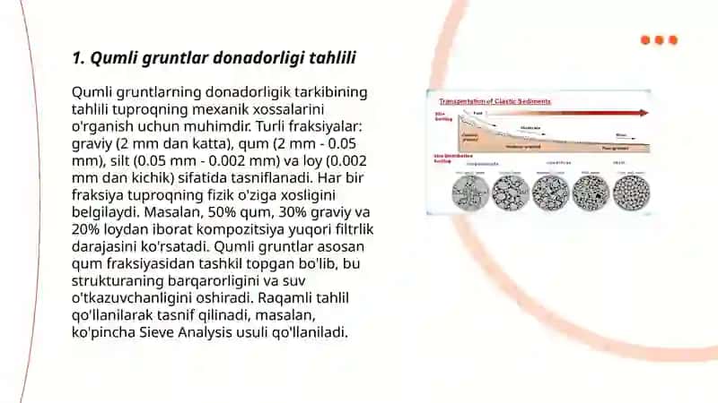 Qumli gruntlar donadorligi tarkibi 3
