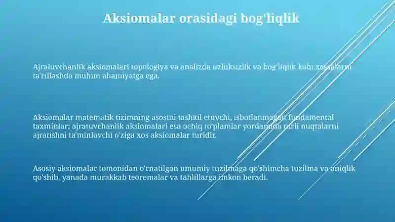 Ajraluvchanlik aksiomalari 3