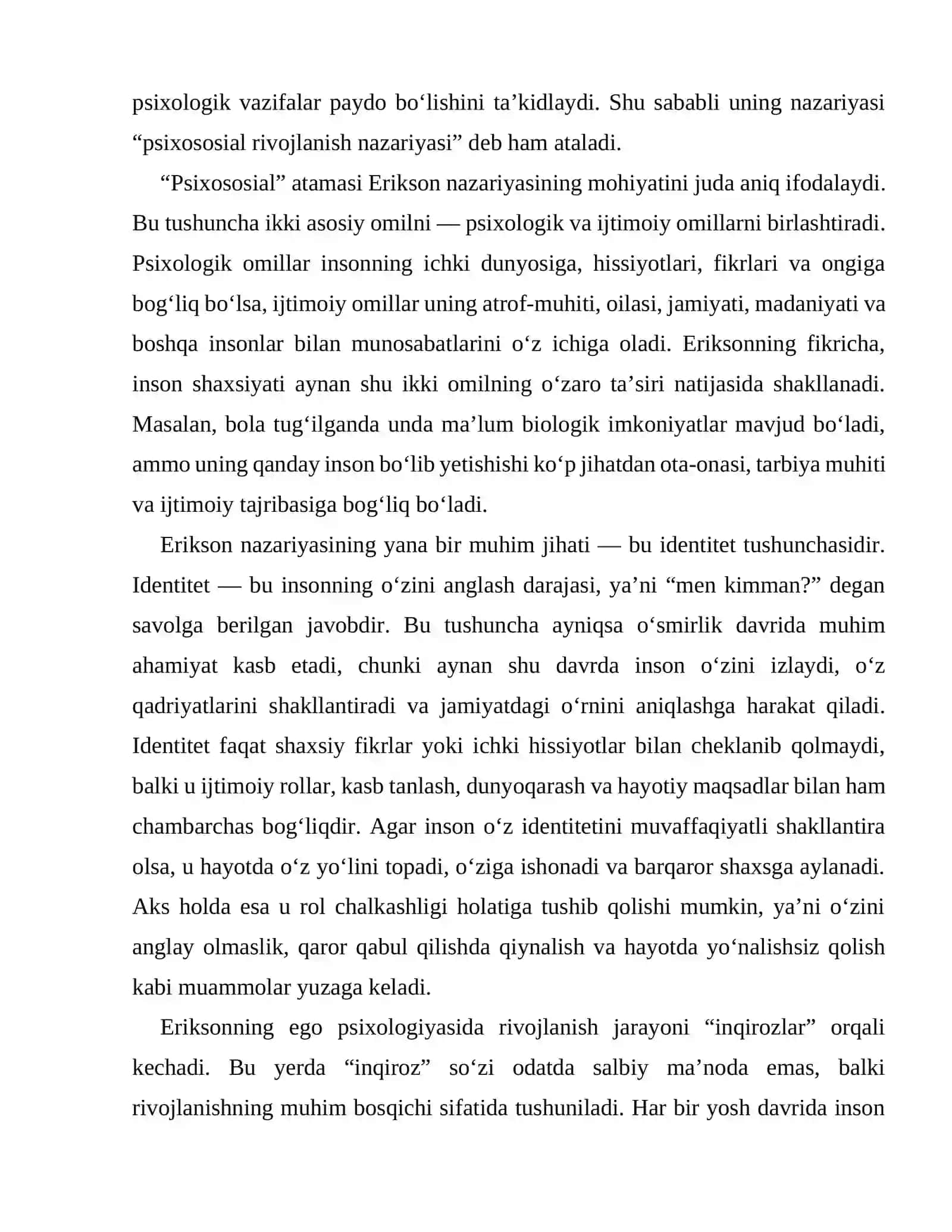 Eriksonning ego psixologiyasi 3