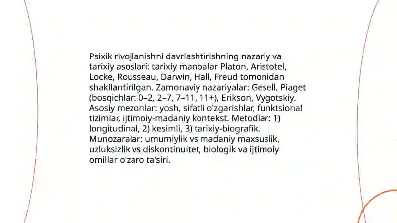 Psixik rivojlanish va uni davrlashtirish muamosi 3